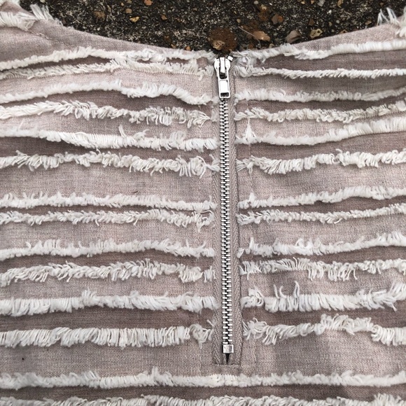 Moon River tan boho linen blend bell sleeve top/short set rainbow tassels sz S/L - Picture 10 of 10